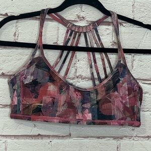 Size 8 Lululemon Lighten Up Sports Bra in Sun Dazed Multi Pink Like New
